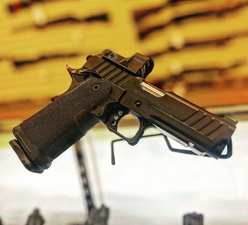 A brown handgun.