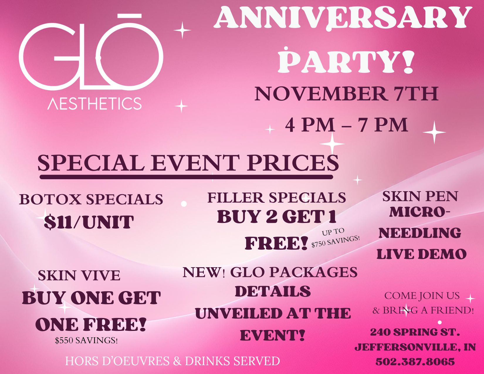 Glo Anniversary flyer