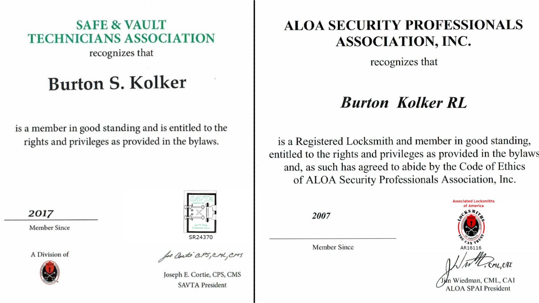 examples of credentials with signatures 