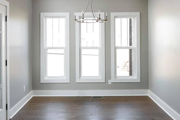 Interior view of stunning, long windows