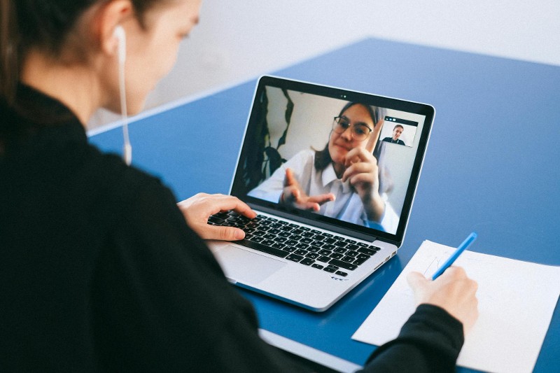 woman having a video call on her laptop