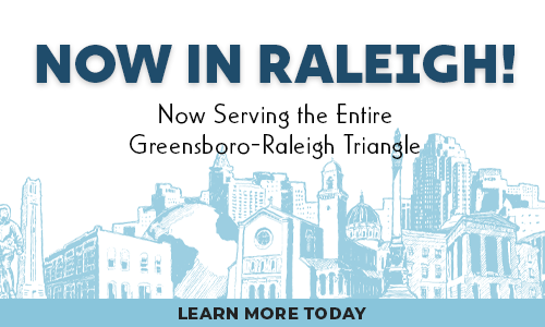 Advertising image stating now serving Raleigh.