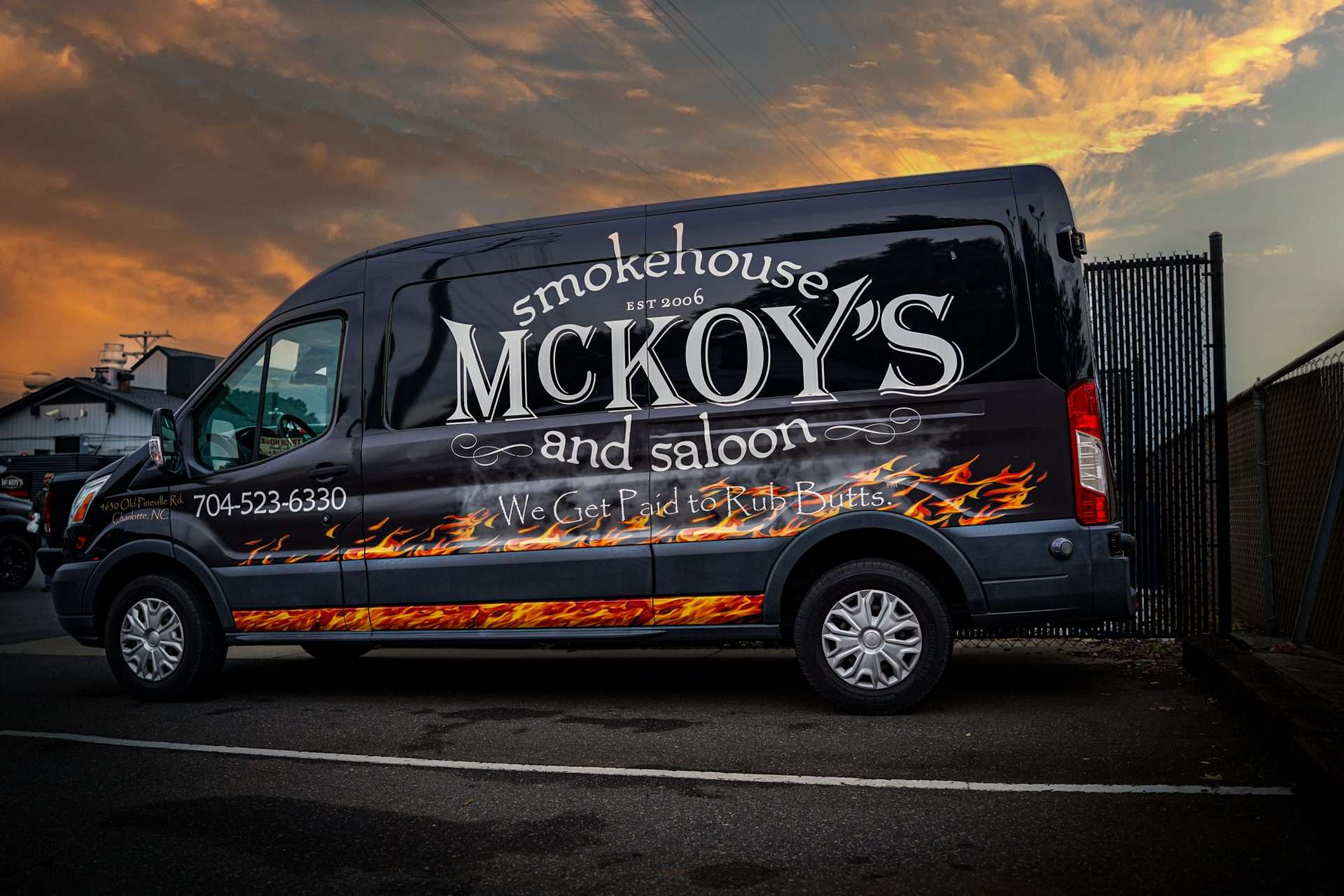 A truck for McKoy's Smokehouse and Saloon.