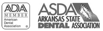 Logos of the American Dental Association and the Arkansas State Dental Association.