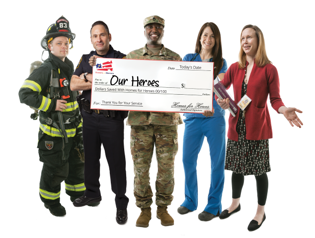 Heroes pose with a blank check