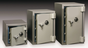 three different sizes of safes