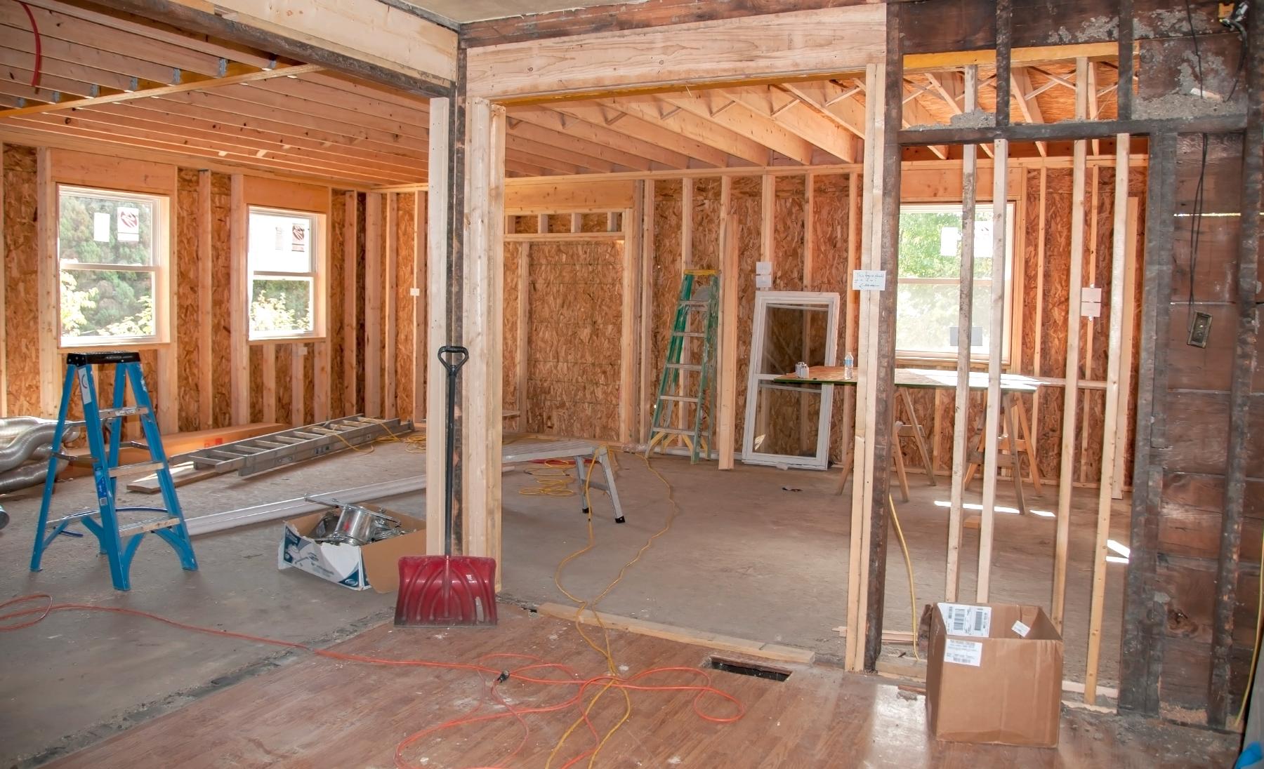 interior of house being built