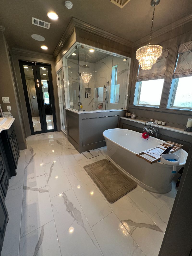 Full bathroom remodel with tub, shower and vanity