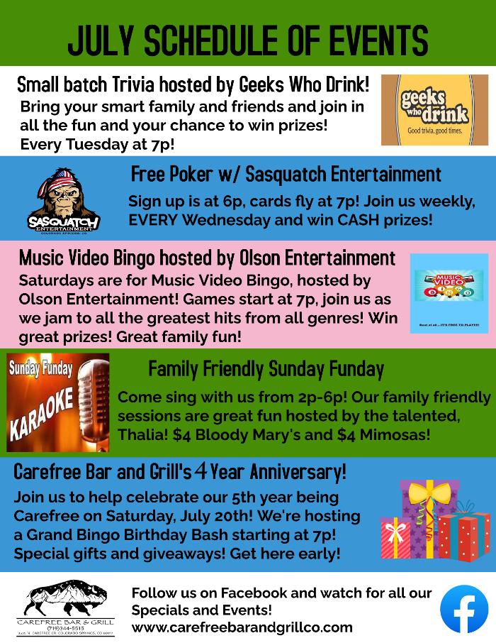 Carefree Bar & Grill - July 2024 Events