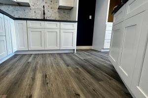 Brown tile flooring.