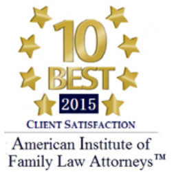 Best 10 2015 client satisfaction award from the American Institute of Family Law Attorneys