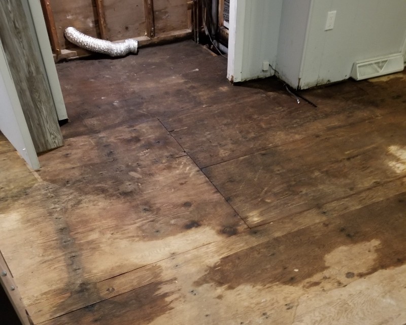 Water-soaked floorboards