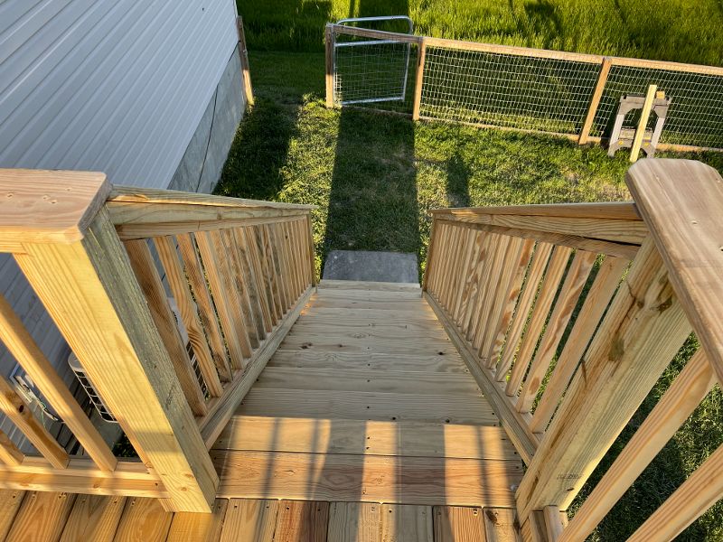 Newly installed wooden deck