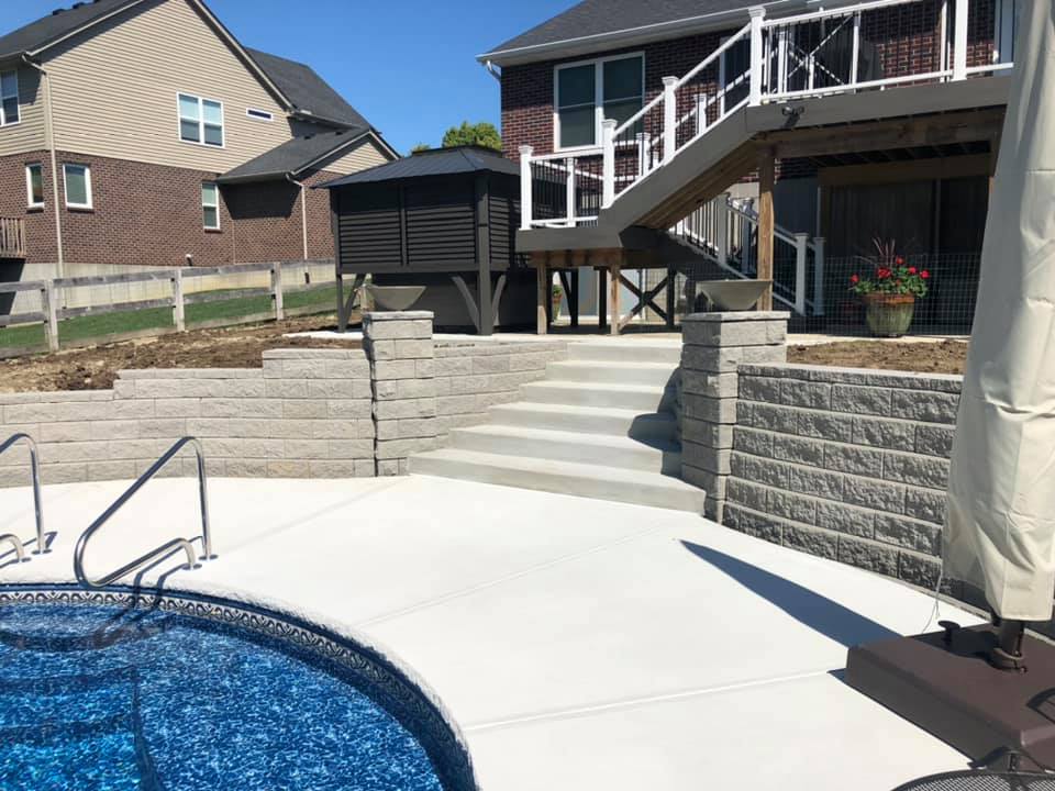 backyard of a home showing patio and swimming area