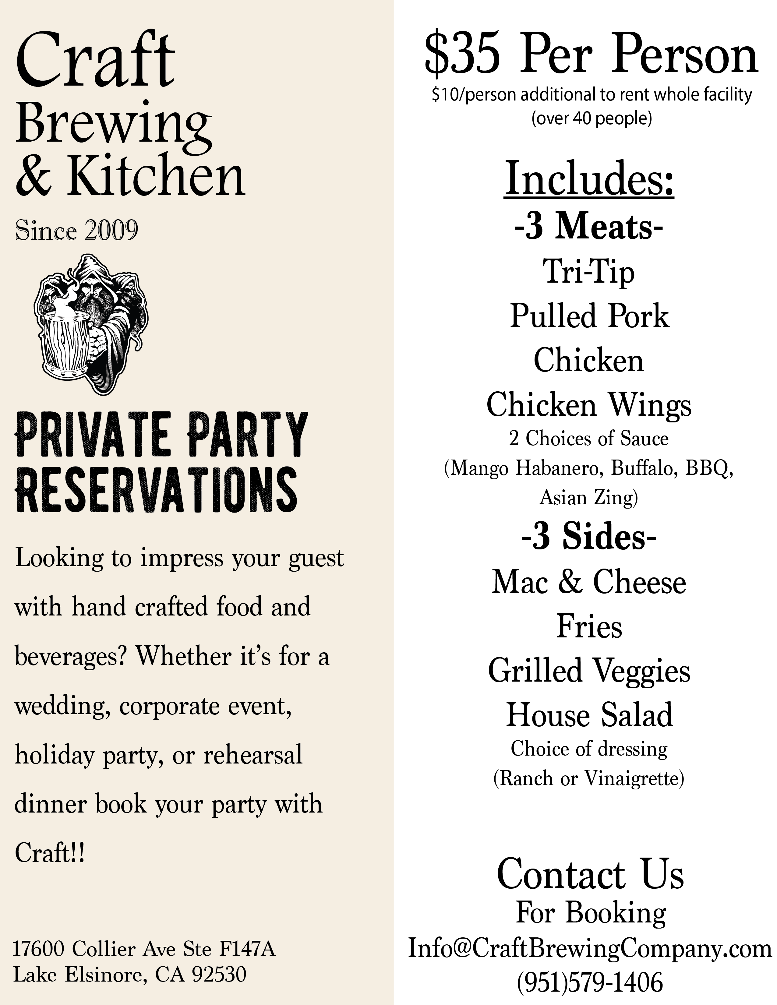 Private Party reservations 