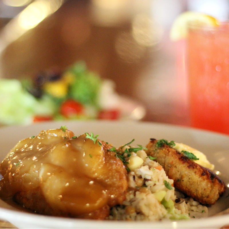 Apple Jack Chicken with Crab Cake