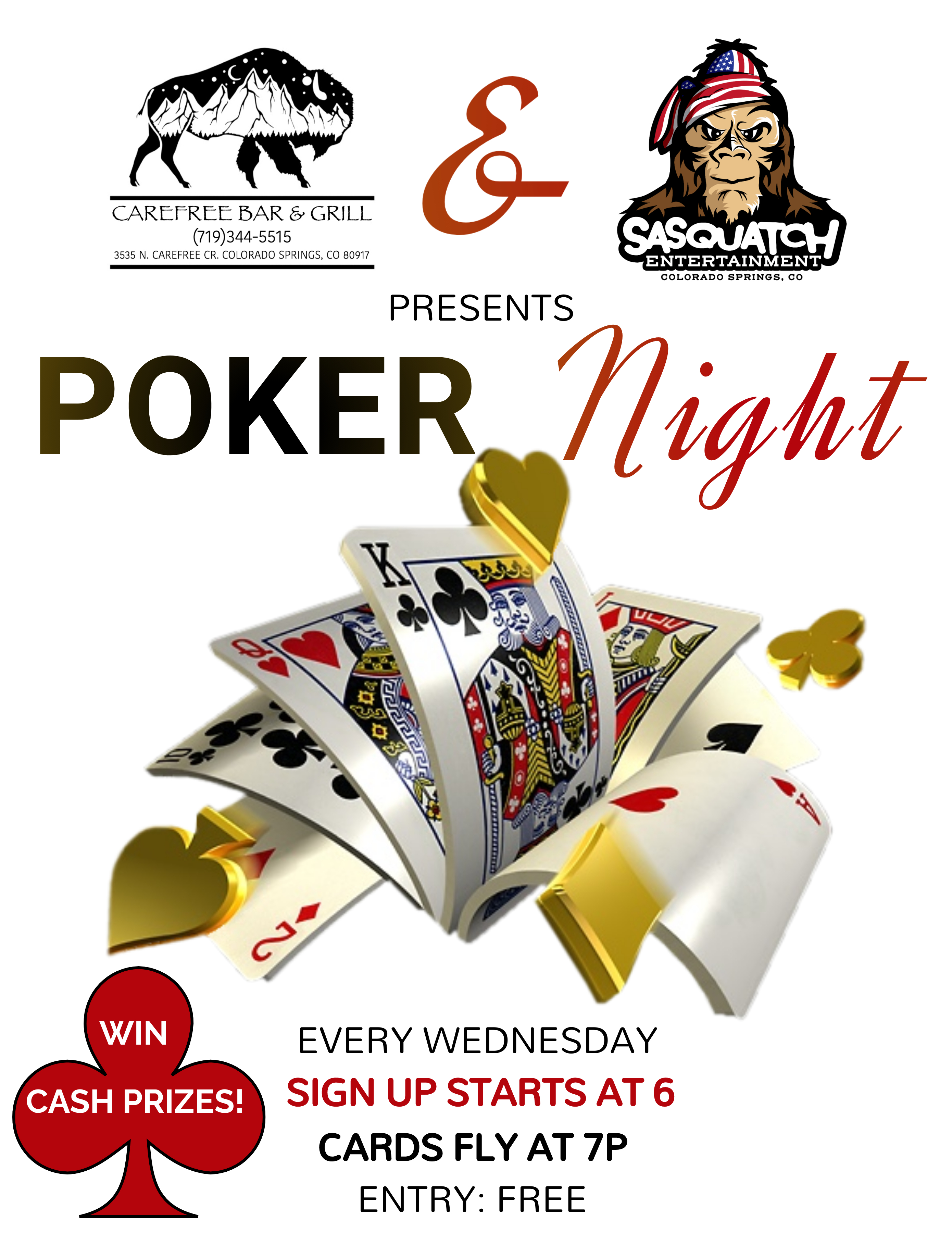 Poker Night at Carefree Bar & Grill in Colorado Springs, CO
