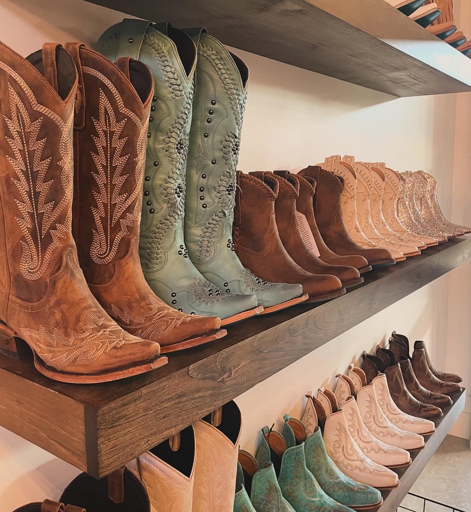 display of cowgirl boots