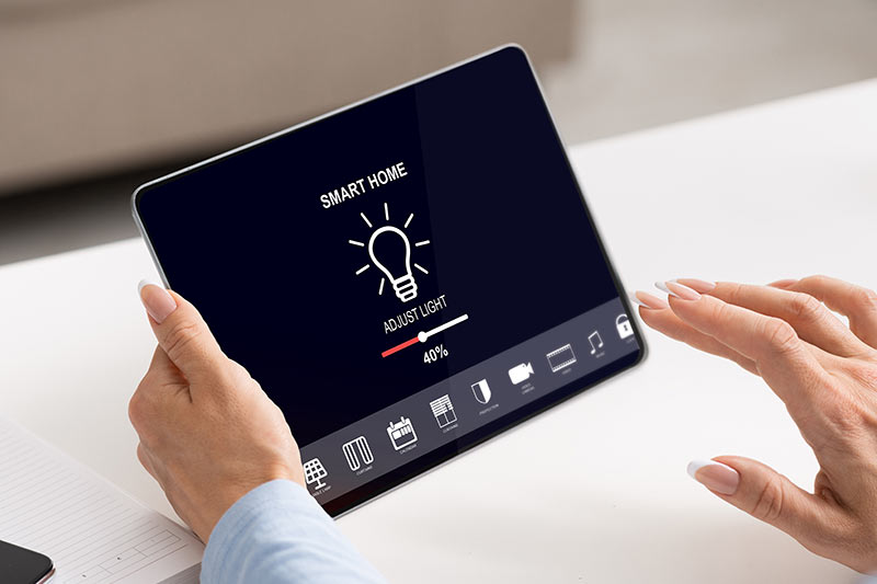 Smart home controls on a tablet