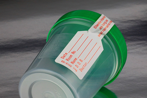 Sealed empty container for urine sample