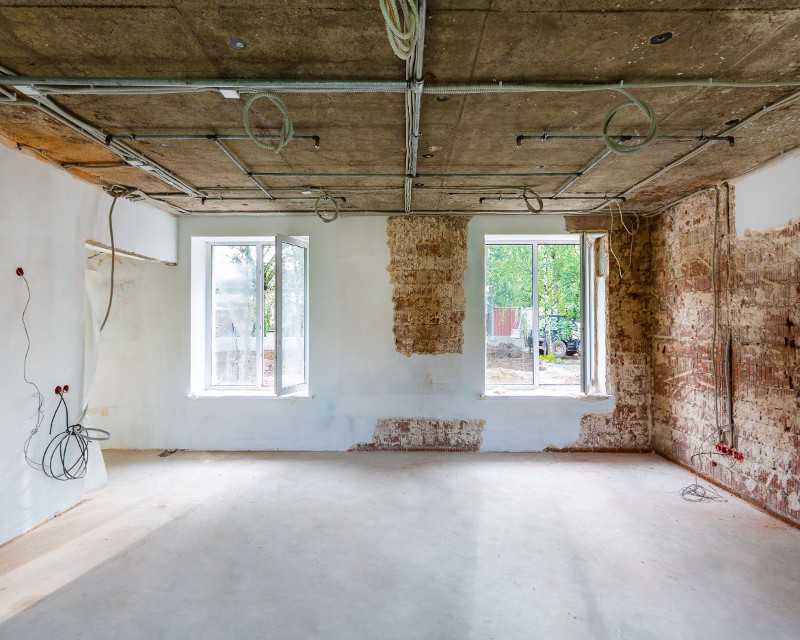 Interior of an empty fire-damaged building