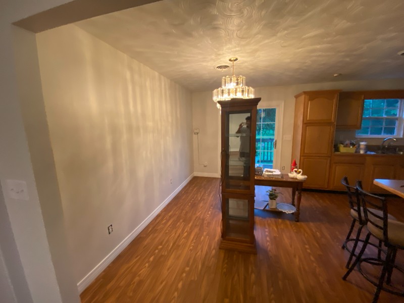 Red paneled dining room