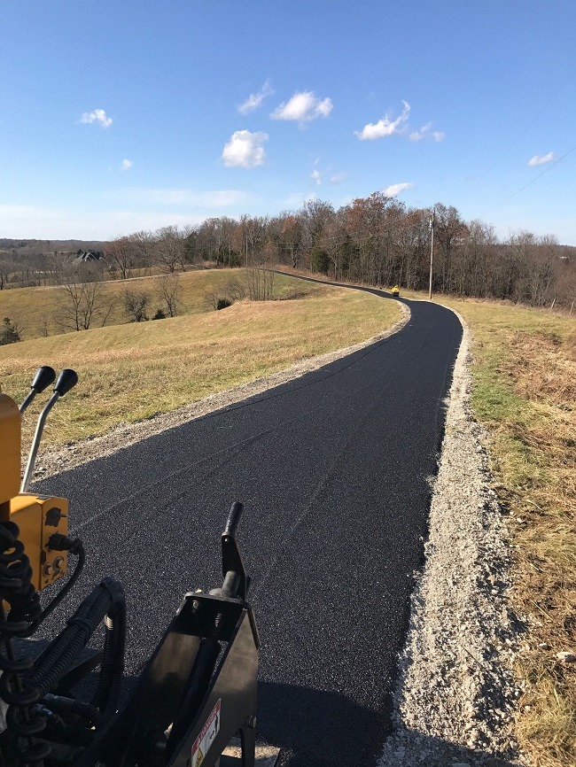 A newly laid asphalt path.