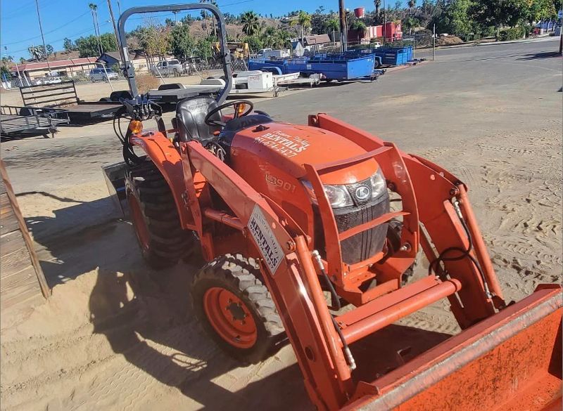 An orange excavator.