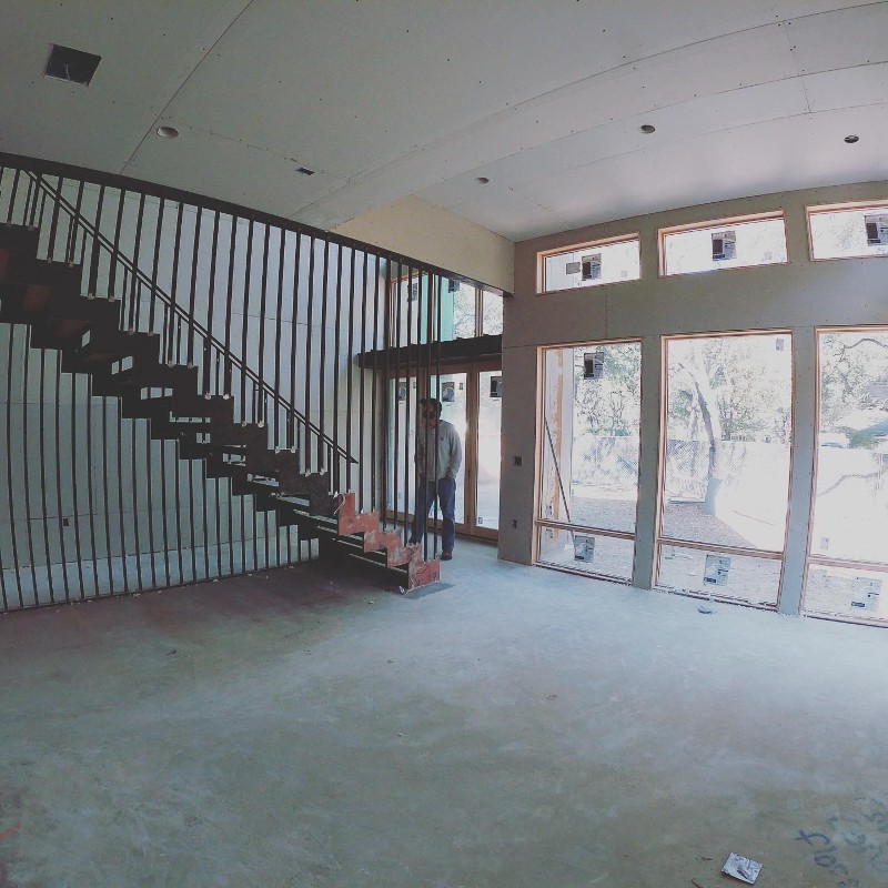 residential interior under construction showing stairs