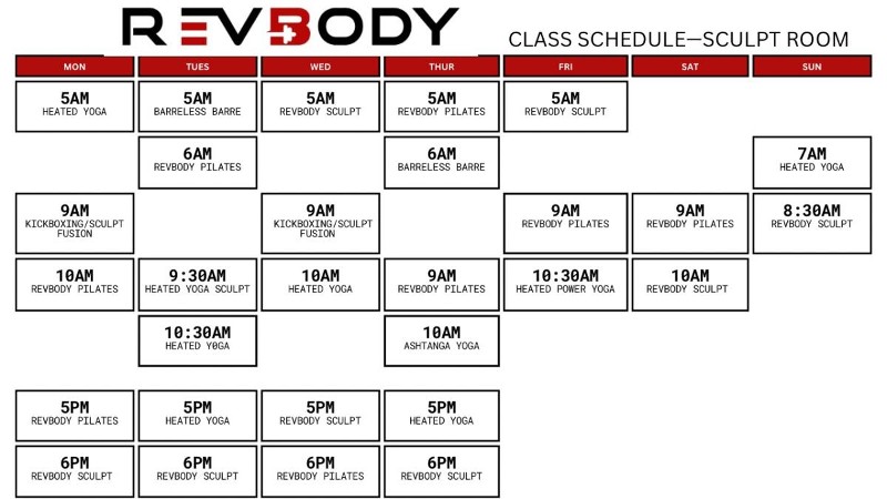 RevBody class schedule.
